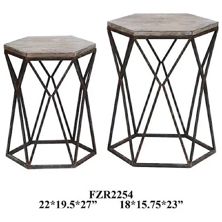 Buena Vista Rustic Metal and Wood Set of Tables